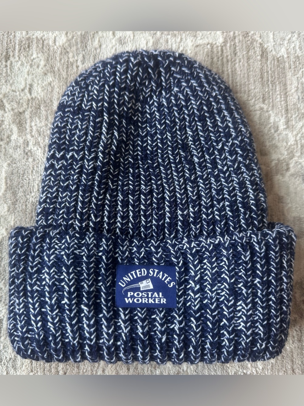 United States Postal Services NWOT Unisex Blue White Fall Winter Beanie Hat